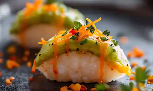 Fresh Avocado Nigiri sushi pieces